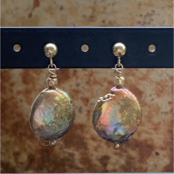 Gold Filled Peacock Coin Pearls Necklace and Earring Statement Set - Picture 3 of 10